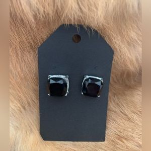 Black with silver earrings